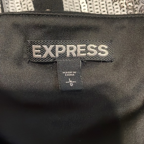 Express women’s large skirt mini sequin Black Silver Geometric stretch western - Picture 5 of 8